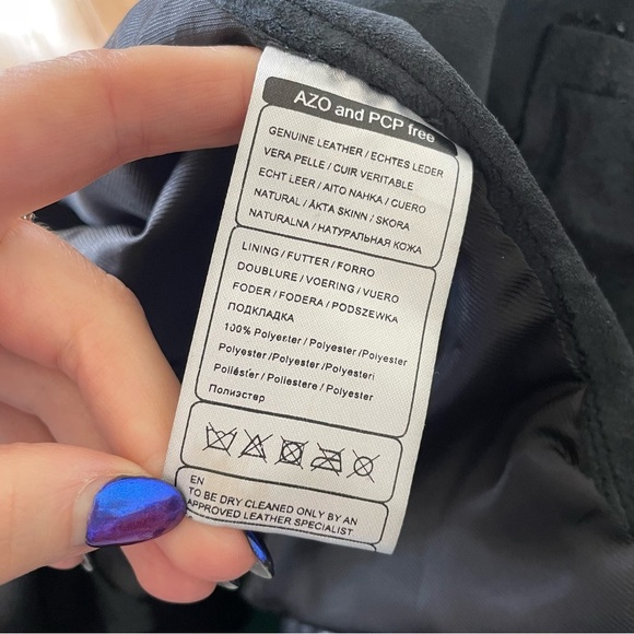 Cigno Nero Black Leather Shawl Collar Open Front Ribbed Knit Combo Jacket 36/4 - Picture 7 of 8